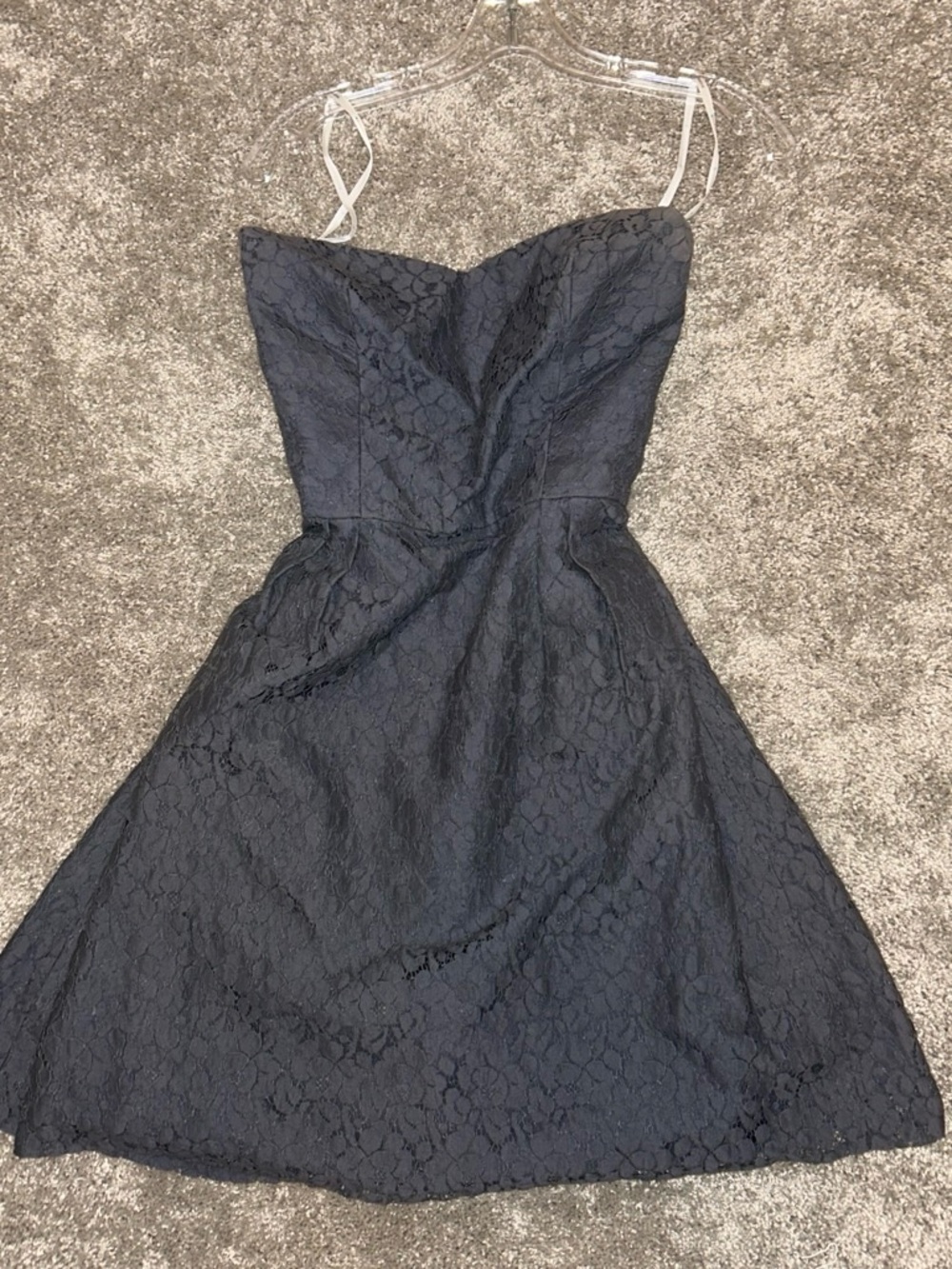 Jasmine Strapless Black Lace A-Line Dress